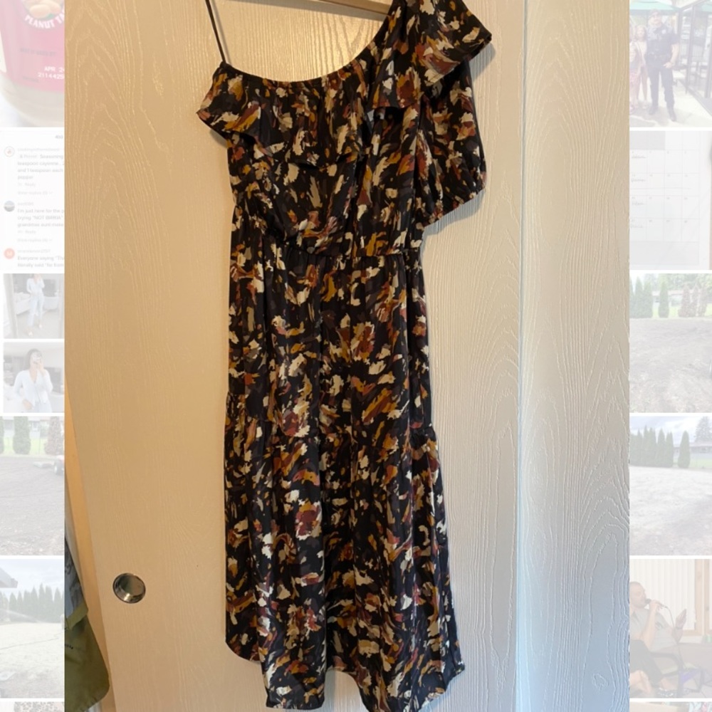 Pink Lily midi, one shoulder dress